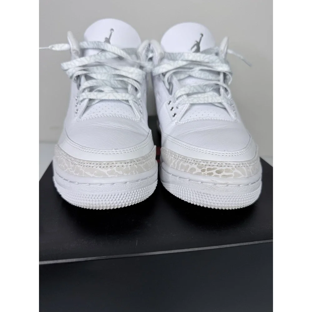 Air Jordan 3 Pure Money White Leather Size 10.5 CT8532-111 Mid Top Sneaker